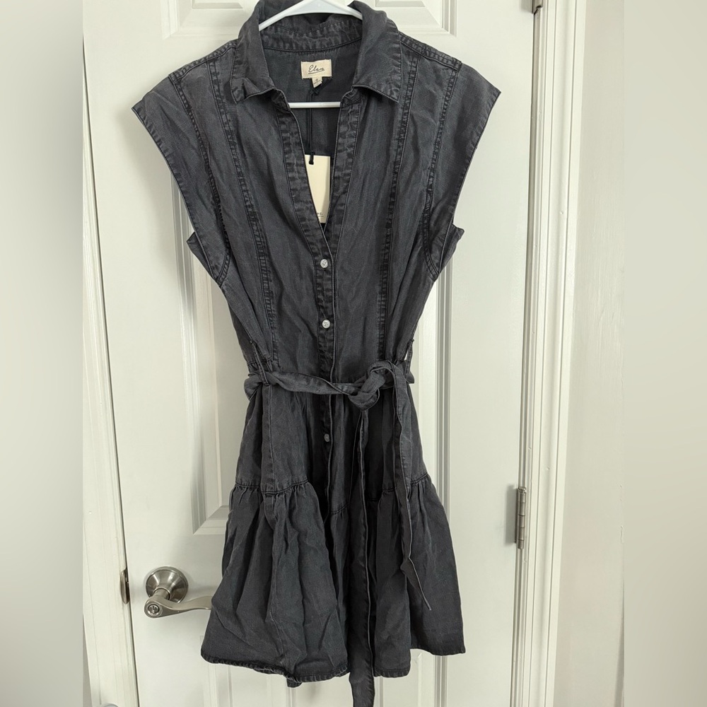 NWT Elan Charcoal Button-Down Mini Dress Size S